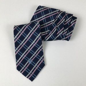 Guy Laroche Blue And Pink Striped Silk Tie